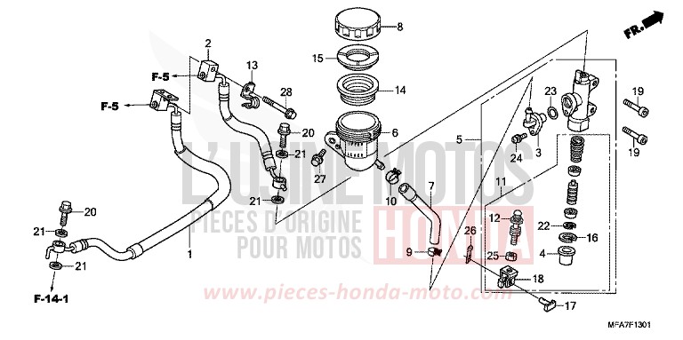 REAR BRAKE MASTER CYLINDER (CBF1000A/T/S) for CBF1000 ABS QUASAR SILVER METALLIC (NHA48) from 2007